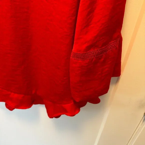 Red Work Top Apt. 9 Flowy Shiny Petite - Picture 2 of 5